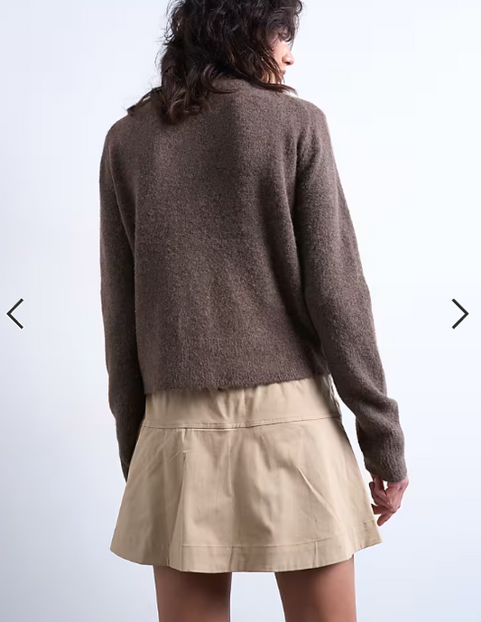Topshop elasticated waist mini skort in beige