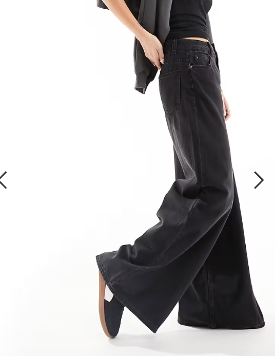 ASOS DESIGN wide leg jean in black - BLACK