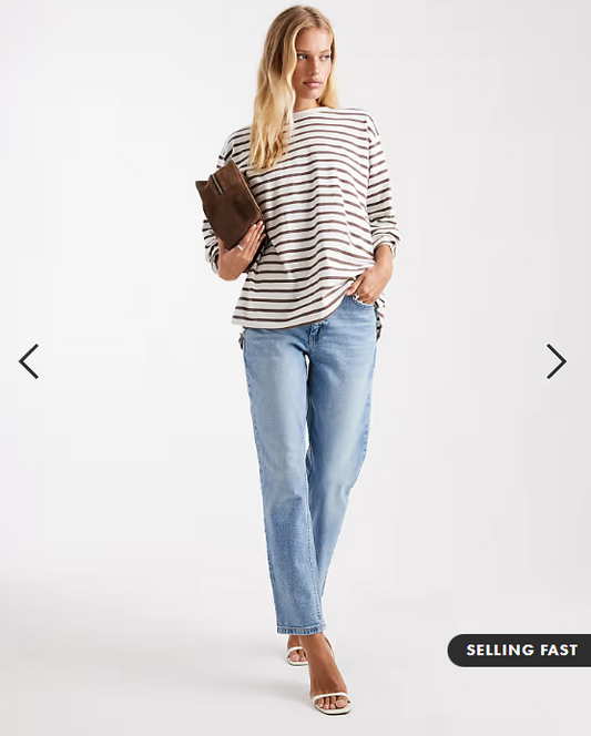 ASOS DESIGN slim fit mom jeans in mid blue