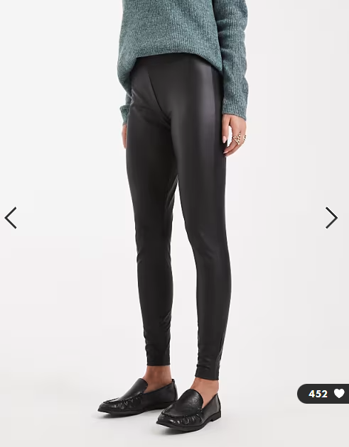 ONLY faux leather high waisted leggings in black