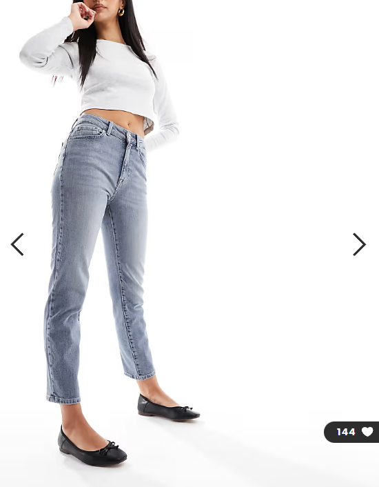 ONLY Emily high wasited straight leg jean with stretch in grey blue wash