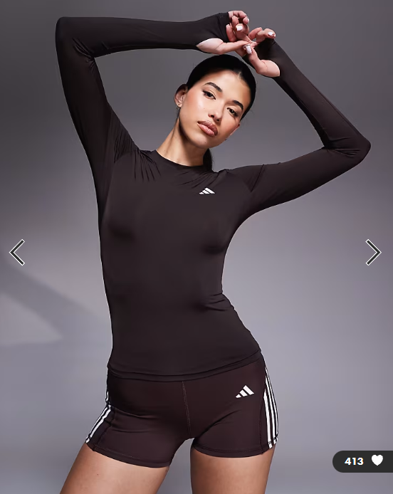 adidas Training Power essentials long sleeve top in brown