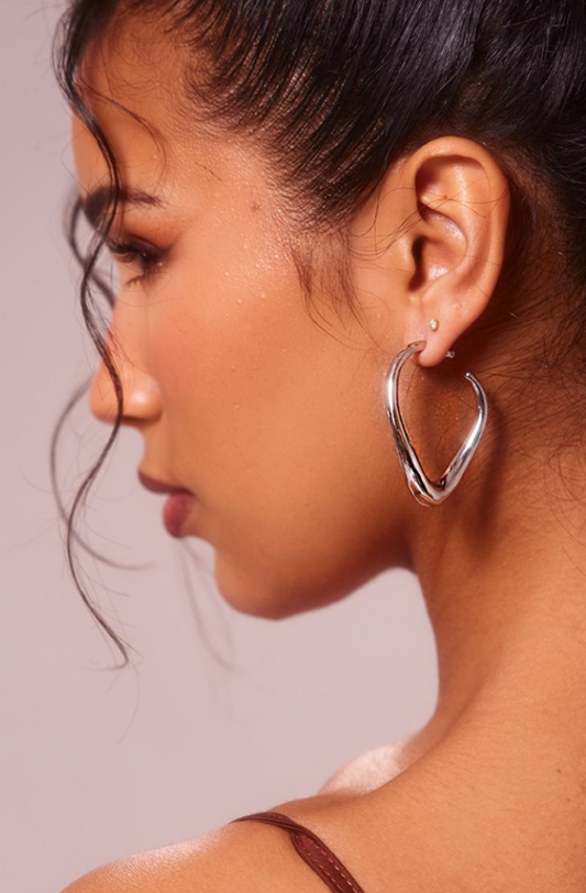 Silver Thin Curved Hoop Earrings