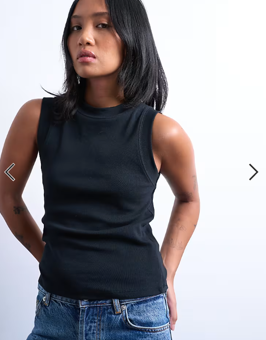 Topshop petite slim tank in black