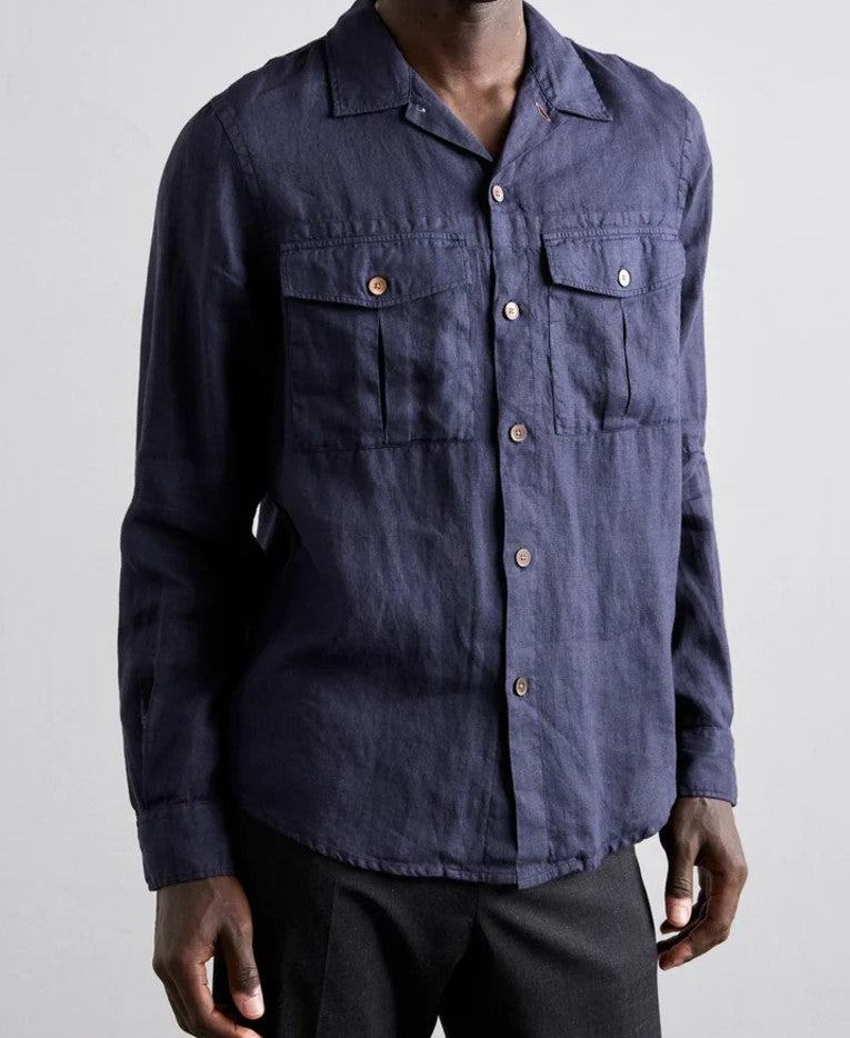 PS PAUL SMITH MENS L/S CASUAL FIT UTILITY - SHIRT - BLUES