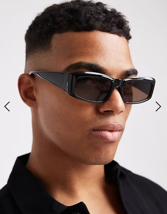 ASOS DESIGN rectangle sunglasses with brown lens and black frame
