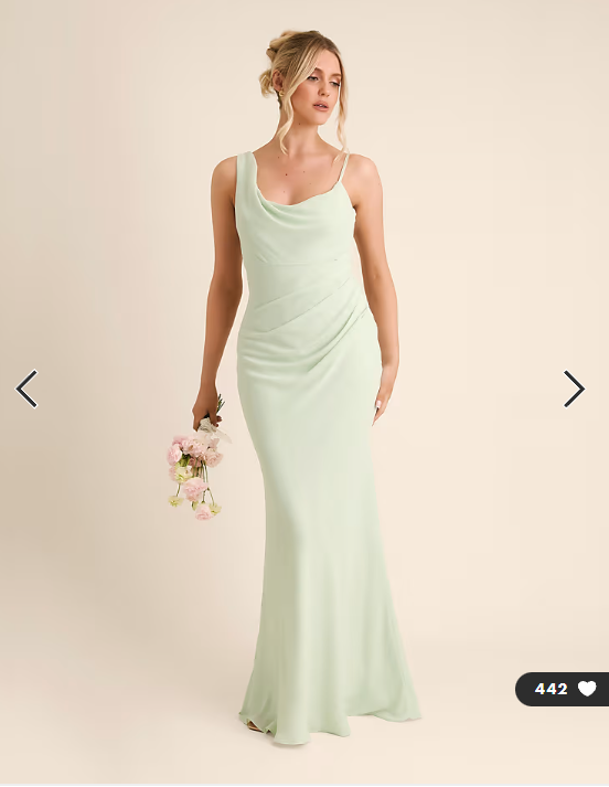 Six Stories Bridesmaid crepe asymmetric cowl neck maxi dress in mint green