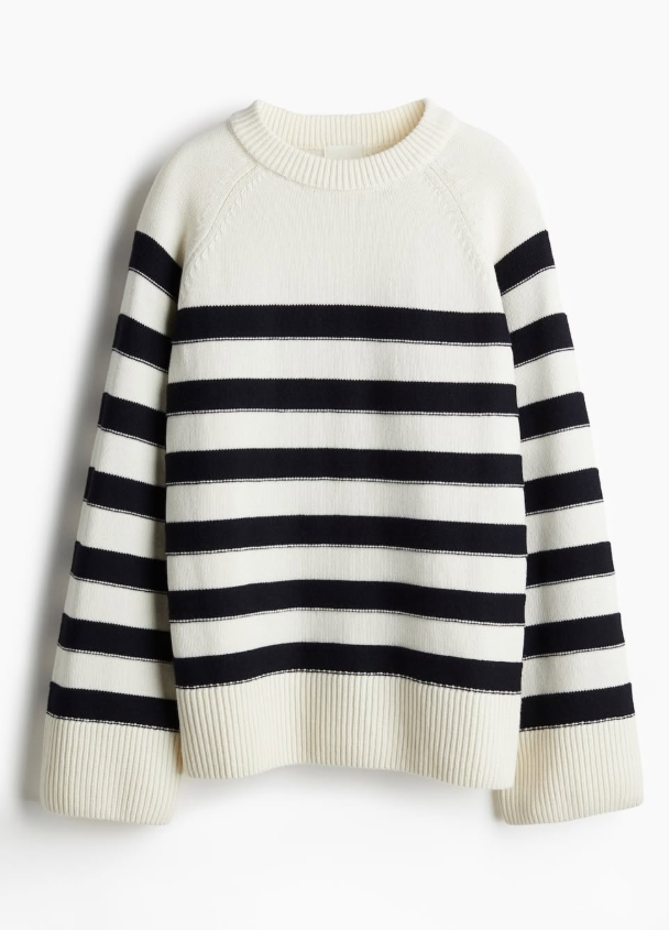 H&M - LOOSE-FIT SWEATER- Black Stripe