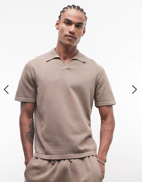 ASOS DESIGN knitted co-ord notch neck in stone