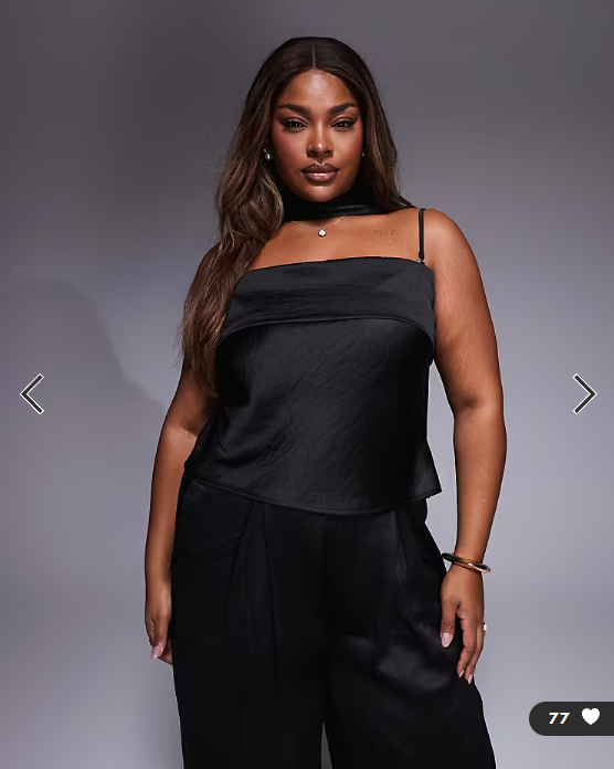 TFNC Plus bandeau top with scarf neck detail co-ord in black