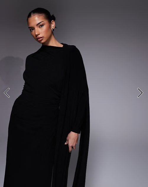Daska one shoulder cape maxi dress in black