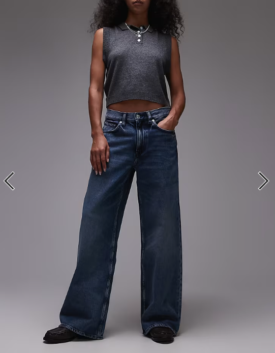 ARKET Cloud low rise baggy wide leg jeans in dark wash blue