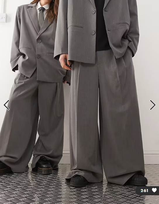 COLLUSION Unisex wide leg trouser co-ord in charcoal