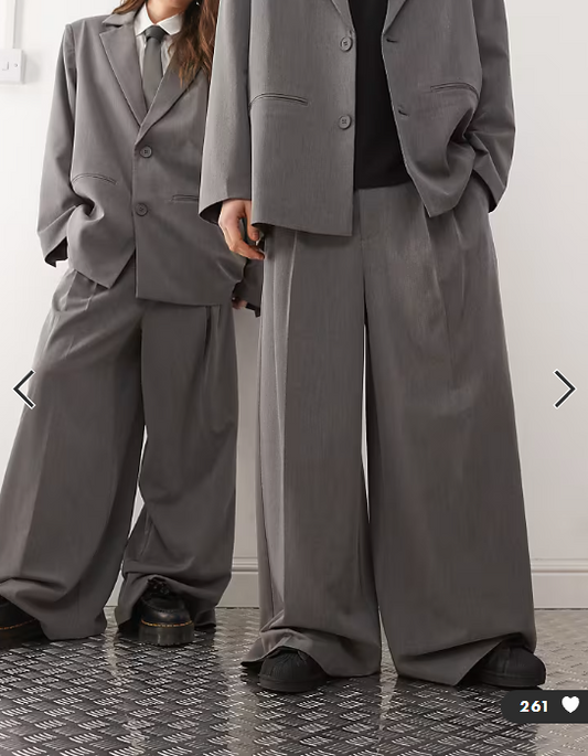 COLLUSION Unisex wide leg trouser co-ord in charcoal
