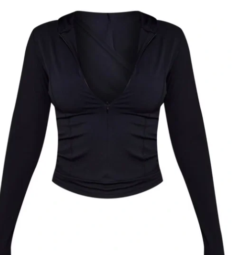 Plt - Black Sculpt Luxe Long Sleeve Hooded Gym Jacket
