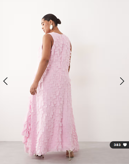 ARRANGE Curve textured square cut maxi dress in pink