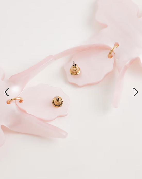Kaiia exclusive resin diamante detail drop flower earrings in pink