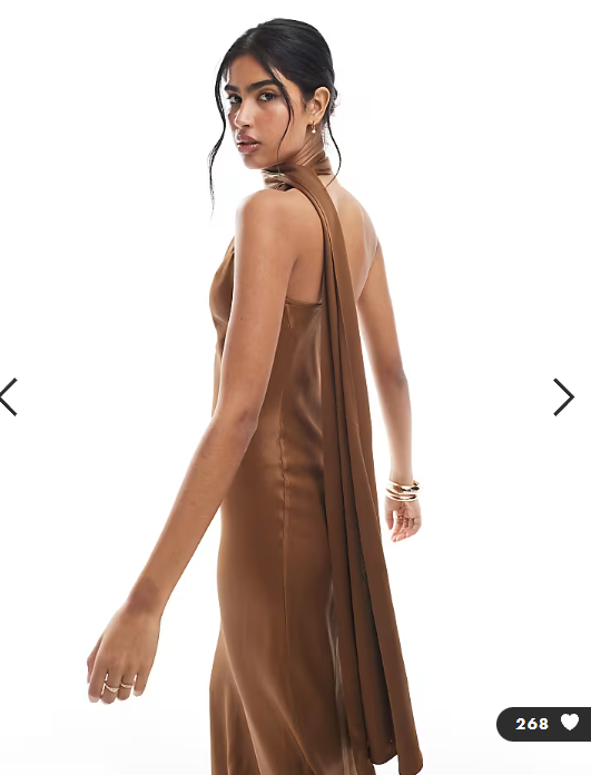 Maids to Measure Bridesmaid one shoulder scarf maxi dress in chocolate