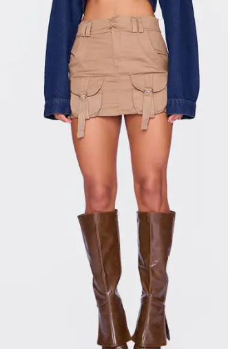 Plt - Mocha Cargo Pocket Detail Micro Mini Skirt