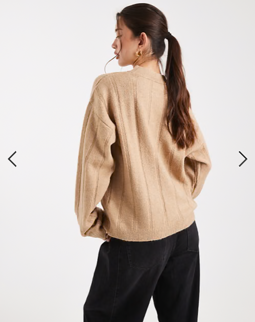 ASOS DESIGN fluffy knitted ribbed jumper co-ord in brown