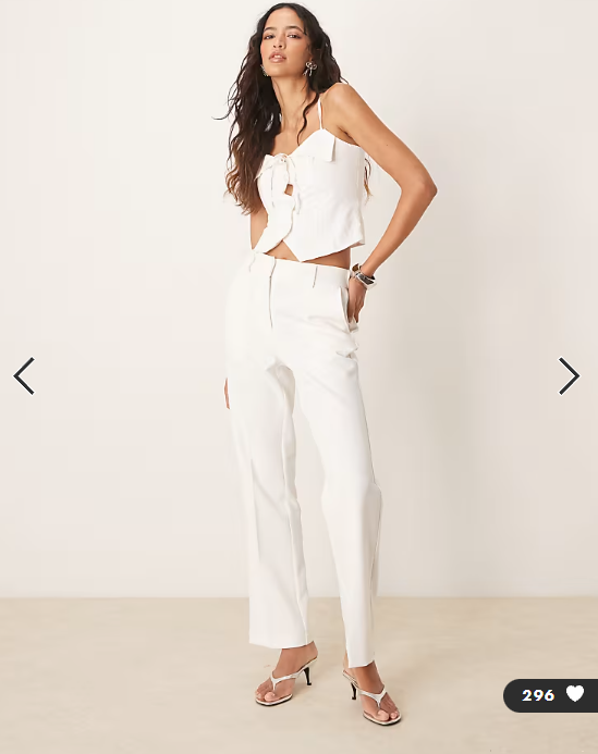 YAS tailored straight leg trouser co-ord in white