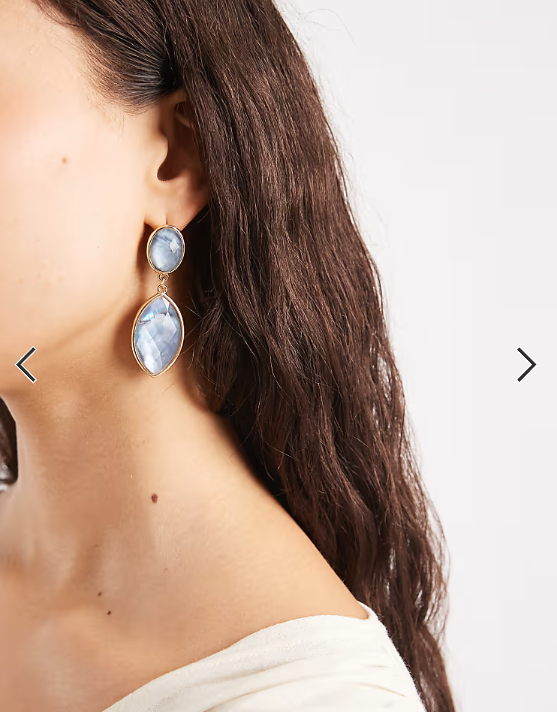 Accessorize elipse gem double drop earrings in blue