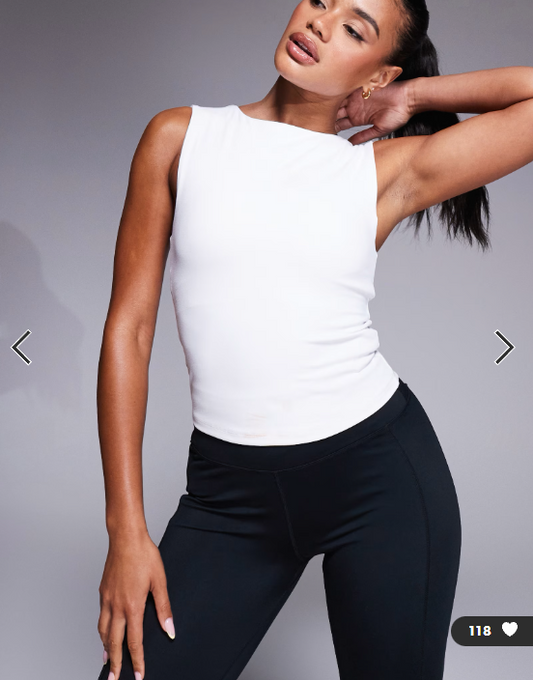 4505 Icon soft touch high neck tank with inner bra in white