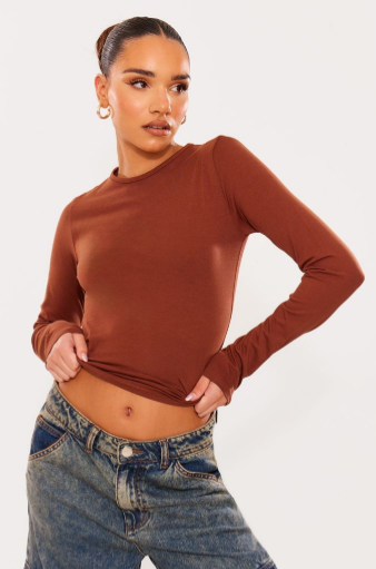 Chocolate Cotton Long Sleeved Top