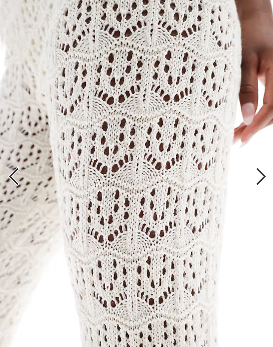 Miss Selfridge beach crochet trouser in cream