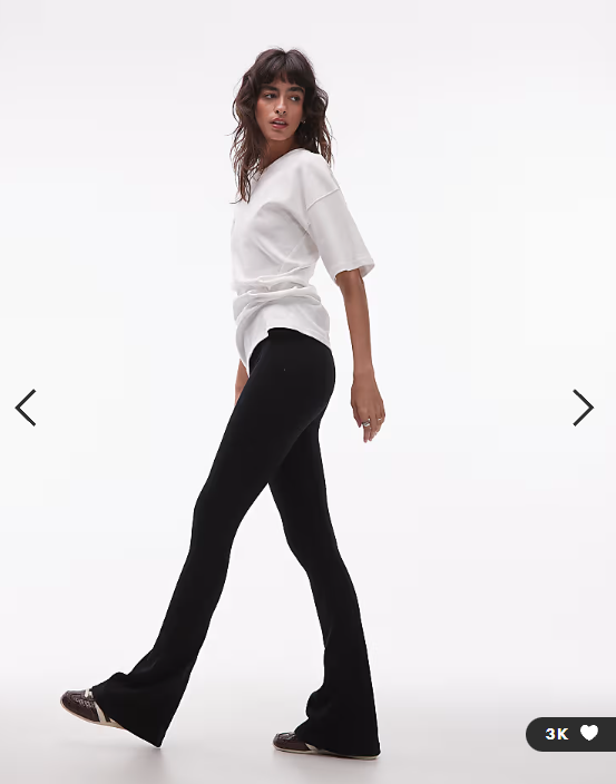 ASOS DESIGN seamless ribbed flare leggings in black