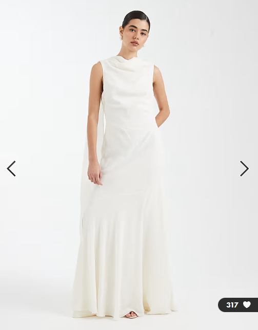 Six Stories Bridesmaid crepe high cowl neck maxi dress in Ivory