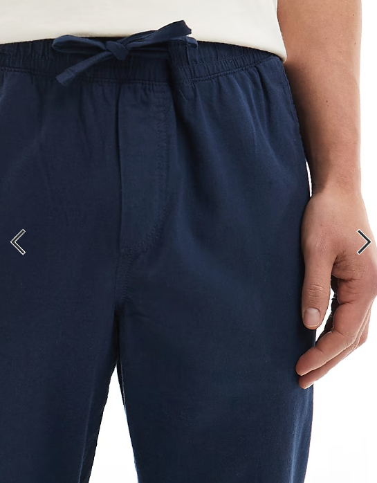 Jack & Jones slim tapered drawstring linen mix pants in navy