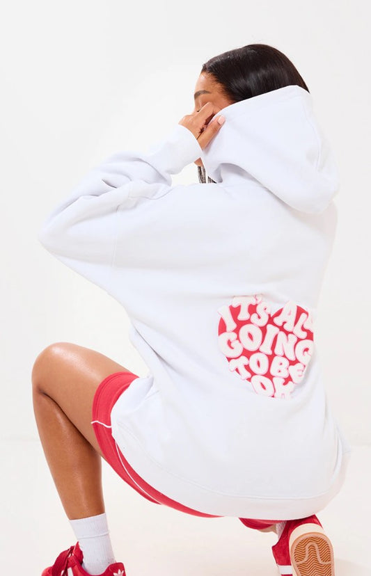 Heart puff back print hoodie