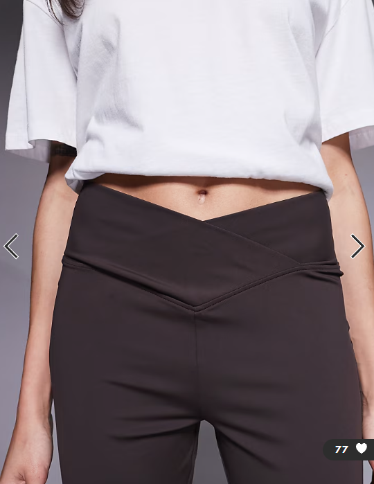 ASOS DESIGN Tall sculpting cross front flare trouser in chocolate