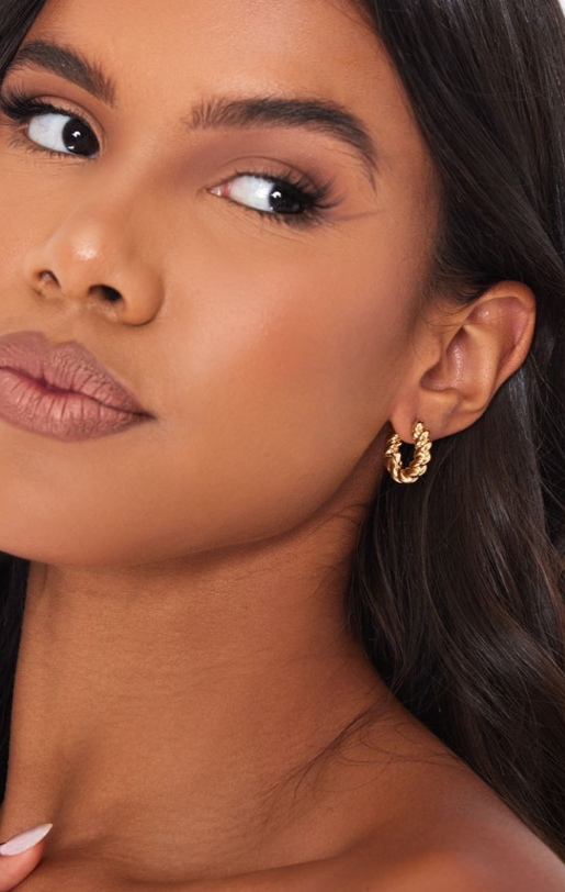 Gold Plated Twisted Mini Hoop Earrings
