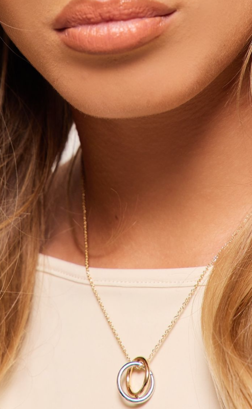 Gold Contrast Hoop Link Necklace