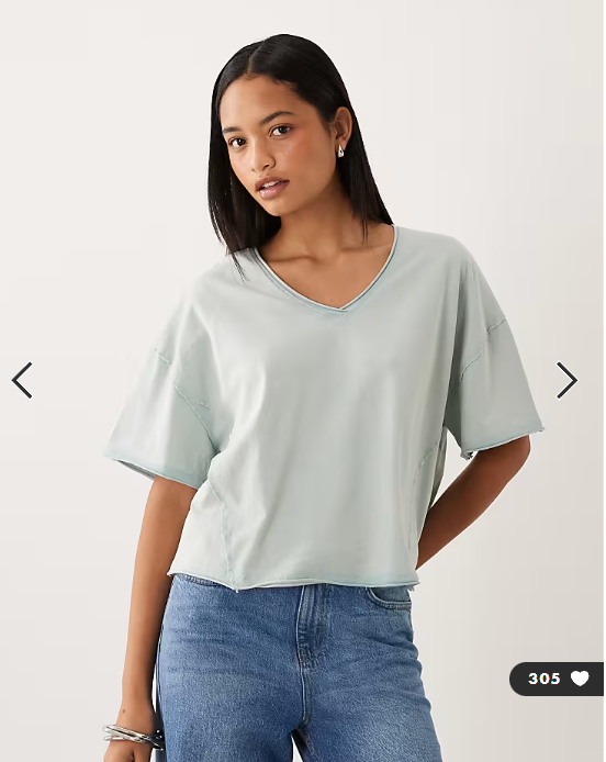 ASOS DESIGN slouchy v neck t-shirt in washed blue
