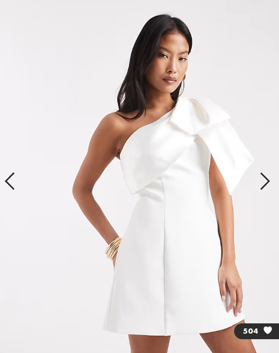 Forever New Petite Bridal exaggerated one shoulder bow structured mini dress in white