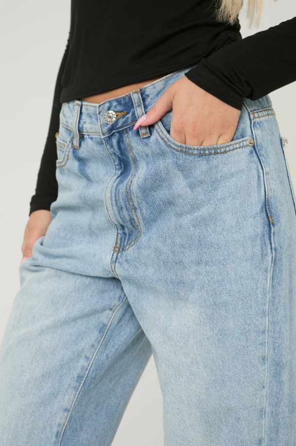 Blue Denim Extra Long Straight Leg Jeans - Blaise