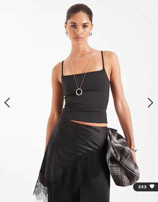 ASOS DESIGN Sculpting cropped cami top in black