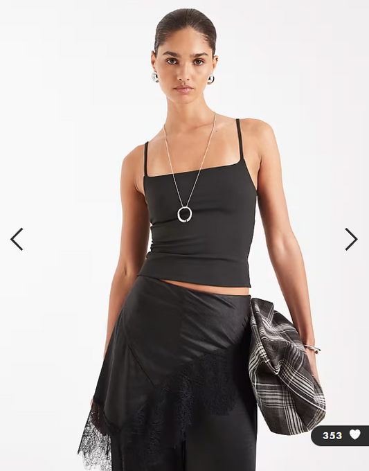 ASOS DESIGN Sculpting cropped cami top in black