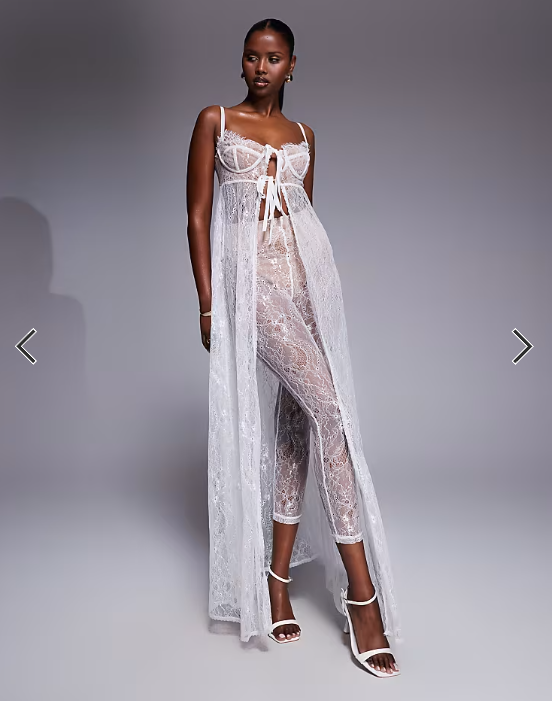 The Dolls House Circa Cieran tie front lace maxi top in ivory - part of a set