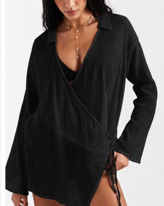 Asos - sheer wrap front beach cover up