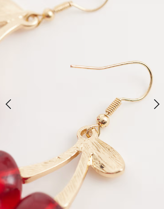 Accessorize resin cherry drop earrings in red