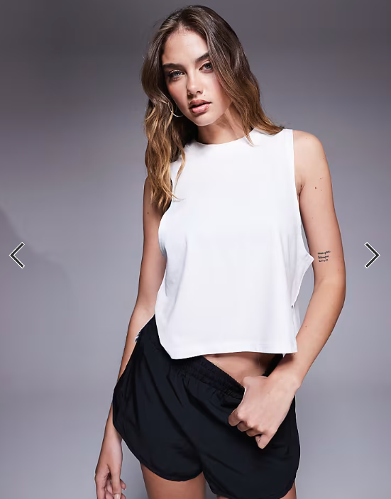 4505 drop armhole cropped cotton vest with quick dry finish in white