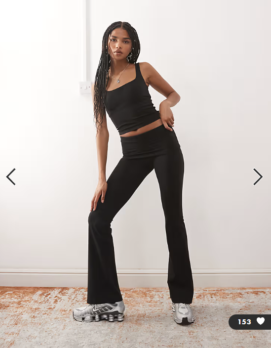 Weekday mix and match yoga seamless stretch flared leggings in black