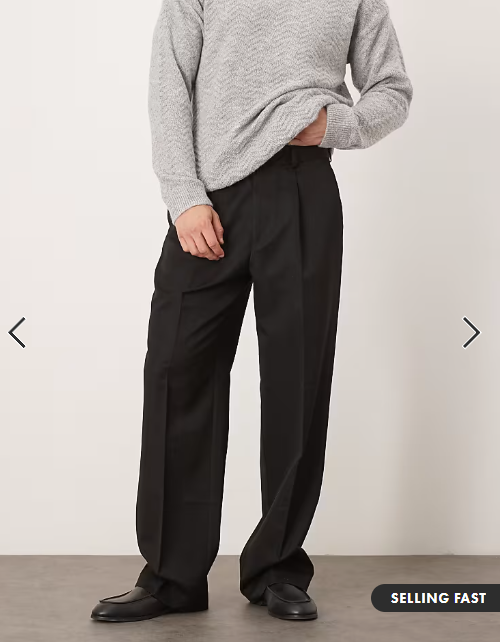 ASOS DESIGN smart pleated wide leg trousers in black