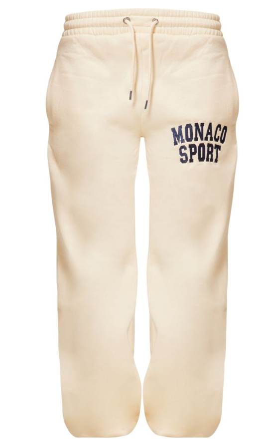 Cream Monaco Sports Embroidered Cuffed Joggers