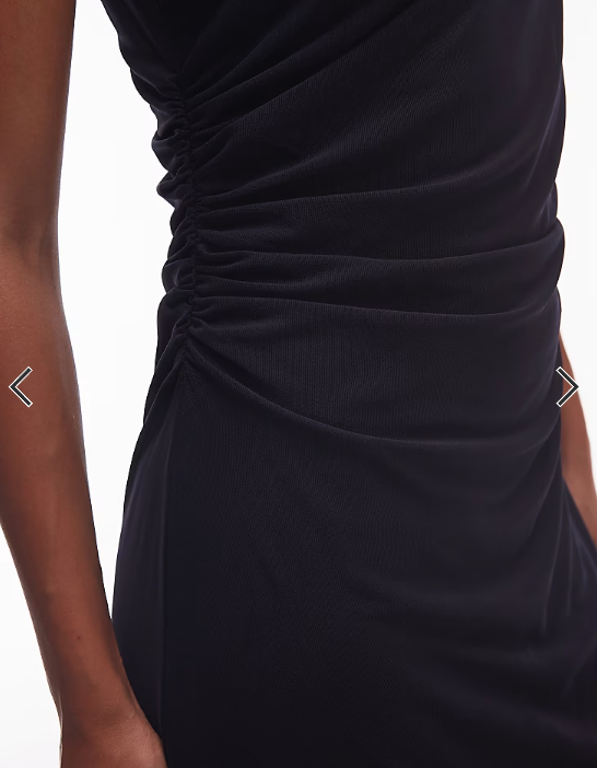 & Other Stories mesh midi dress with drape detail in navy