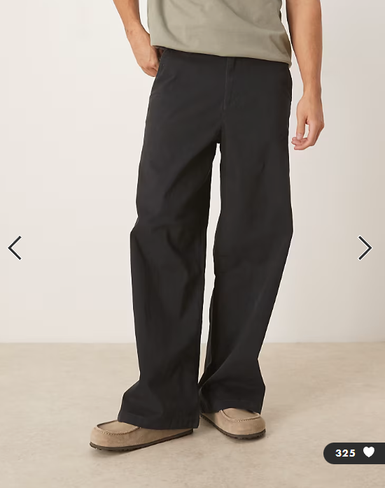 ASOS DESIGN loose chinos in black